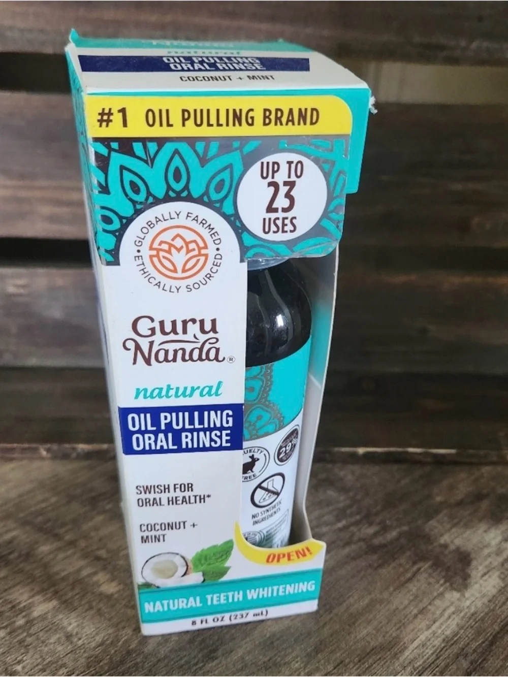 NEW GuruNanda Natural Whitening Pulling Oil w/ Coconut & Farmed Mint Peppermint